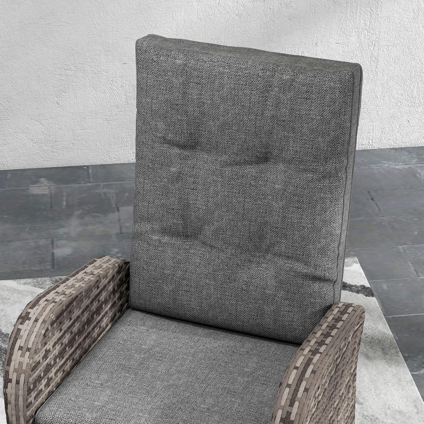 3 Piece Rattan Garden Bistro Set with Reclining Chairs & Coffee Table