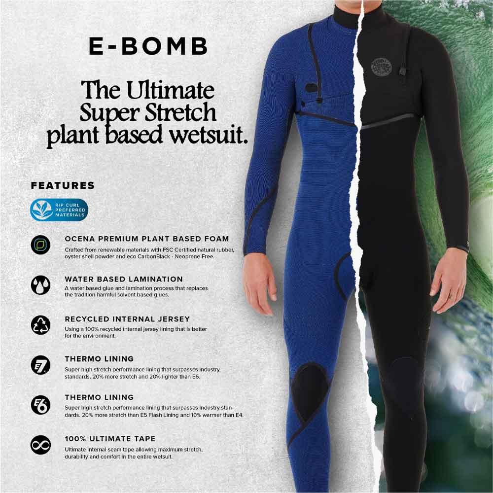 Rip Curl E-Bomb Chest Zip 4/3mm Wetsuit Black