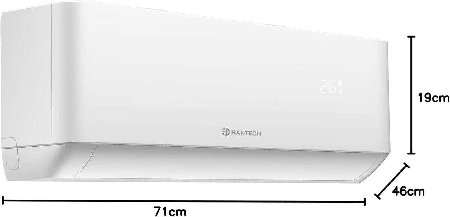 HANTECH H-PRO Split-Klimaanlage 12.000 BTU – Inverter, EEK A++, Heizen & Kühlen, WiFi, Alexa, Weiß