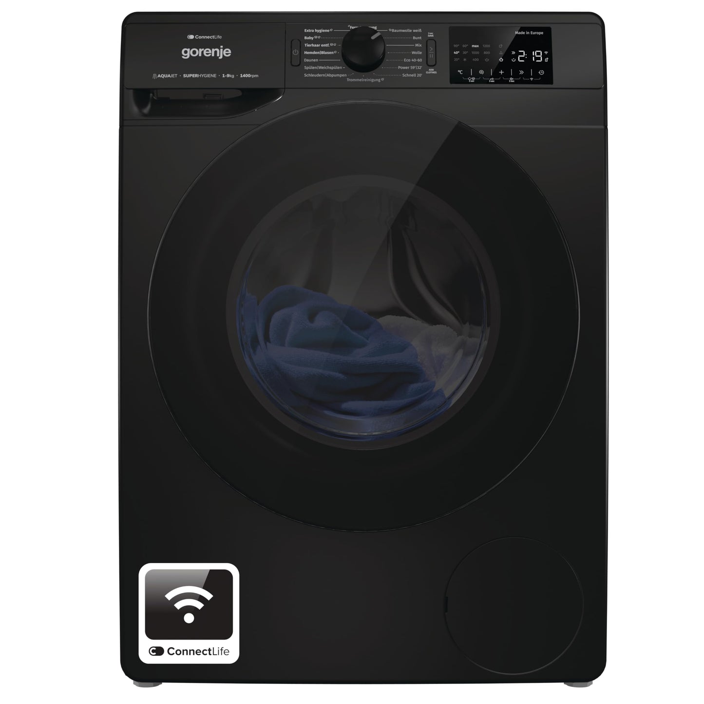 Gorenje WPNEI74A1TS Waschmaschine 7kg – Dampf, ConnectLife App, 1400 U/min, AquaStop, EEK A-10%, Weiß