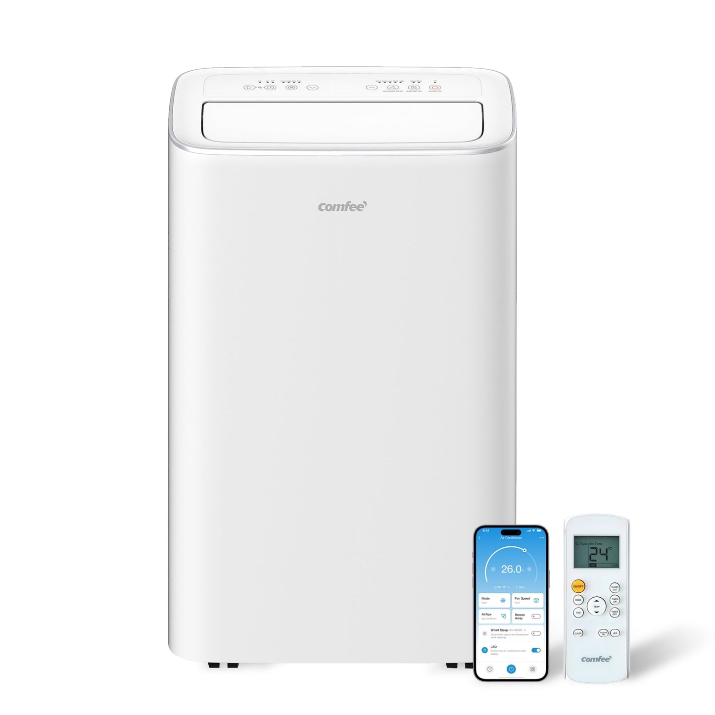 COMFEE MPPH-09CRN7 Mobiles Klimagerät 9.000 BTU – 3-in-1, R290, EEK A, 31m², Fernbedienung, Weiß