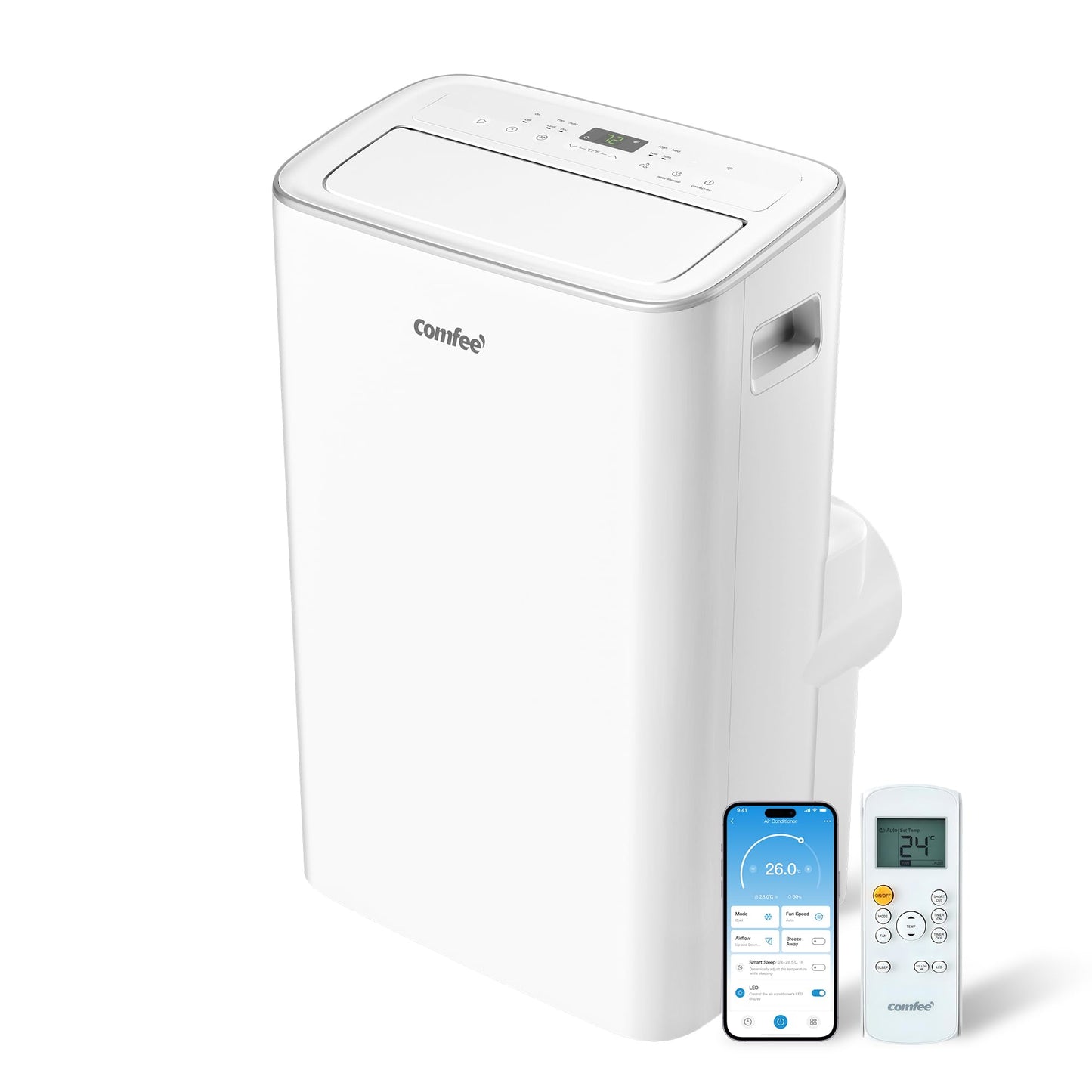 COMFEE MPPH-09CRN7 Mobiles Klimagerät 9.000 BTU – 3-in-1, R290, EEK A, 31m², Fernbedienung, Weiß