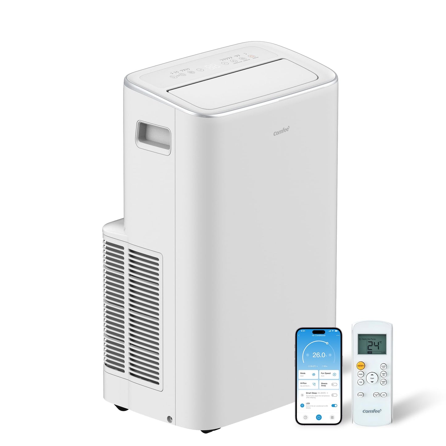 COMFEE MPPH-09CRN7 Mobiles Klimagerät 9.000 BTU – 3-in-1, R290, EEK A, 31m², Fernbedienung, Weiß