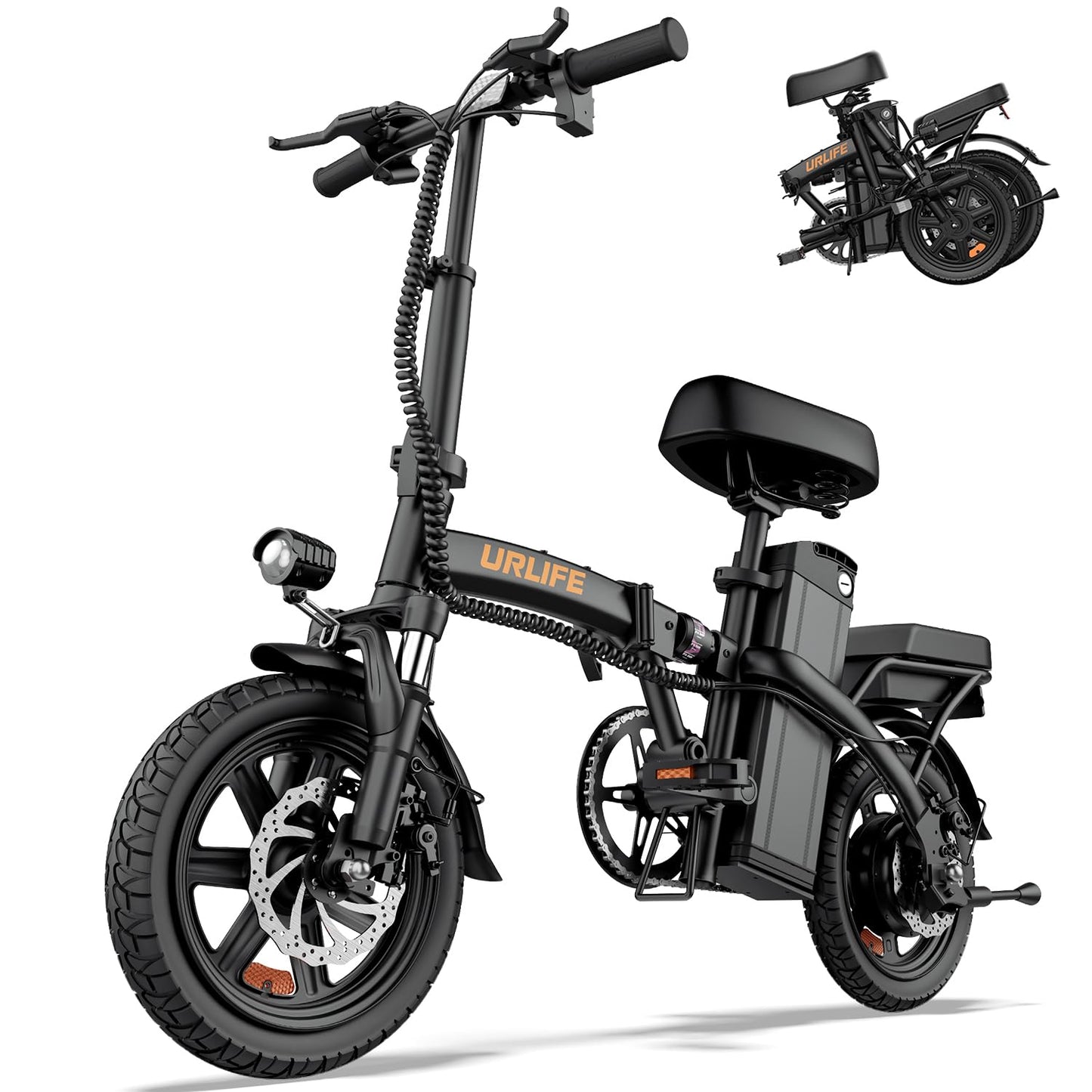 URLIFE F1L Klapp-E-Bike 250W – 48V/7,5Ah, 60km, Pedelec, IP54, Dual-Federung, 14", Schwarz