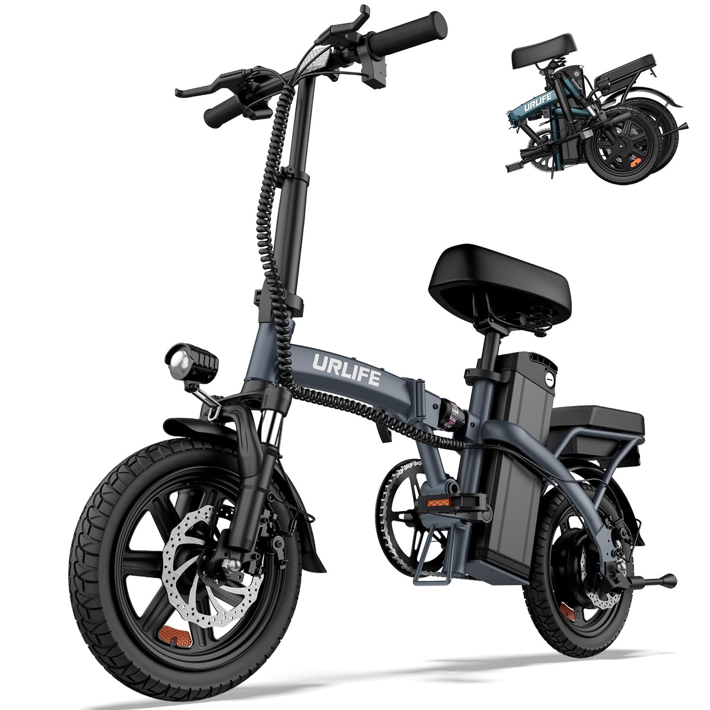URLIFE F1L Klapp-E-Bike 250W – 48V/7,5Ah, 60km, Pedelec, IP54, Dual-Federung, 14", Schwarz