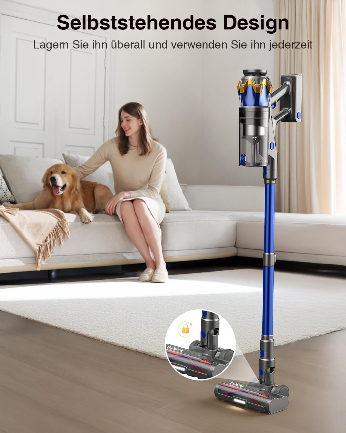 Bulelink Zenith G10 Akku-Staubsauger kabellos, 550 W, 45 kPa Saugkraft, HEPA-Filter, 1,6 L, für Tierhaare