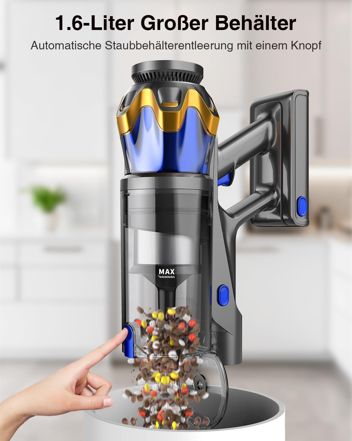 Bulelink Zenith G10 Akku-Staubsauger kabellos, 550 W, 45 kPa Saugkraft, HEPA-Filter, 1,6 L, für Tierhaare