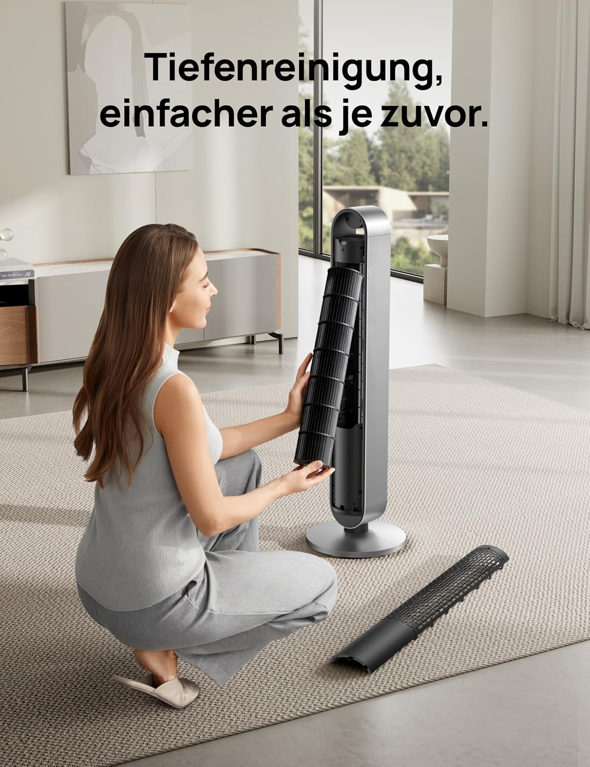 DREO Pilot Max DR-HTF004S Turmventilator 108cm – 12 Stufen, 120° Oszillation, 25dB, WiFi, Alexa, Silber