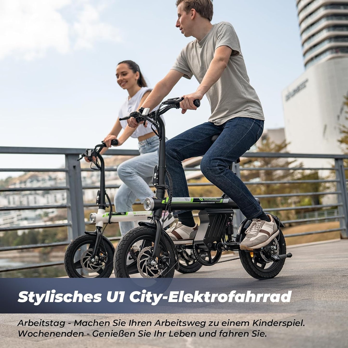 Finbike U1 Klapp-E-Bike 250W – 7-Gang, Pedelec, 14", Scheibenbremsen, LCD-Display, 120kg, Schwarz