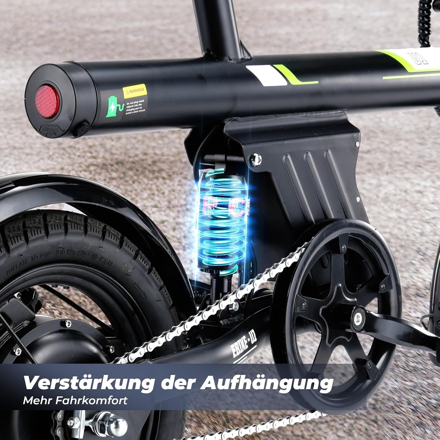Finbike U1 Klapp-E-Bike 250W – 7-Gang, Pedelec, 14", Scheibenbremsen, LCD-Display, 120kg, Schwarz