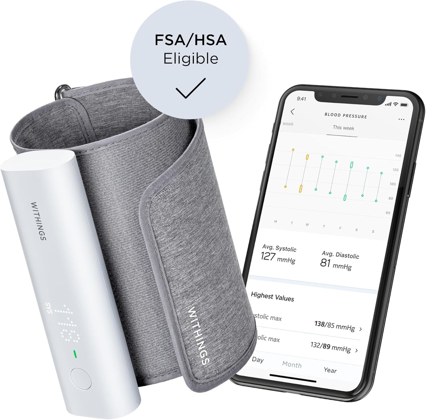 Withings BPM Connect WPM05 Blutdruckmessgerät, WLAN & Bluetooth, Health Mate App, LED