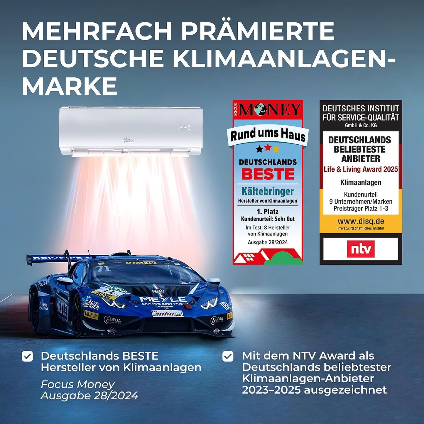 Kältebringer KB34 Split-Klimaanlage 12.000 BTU – Full-Inverter, EEK A++/A+, R32, WiFi, Alexa, TitanGold, Weiß