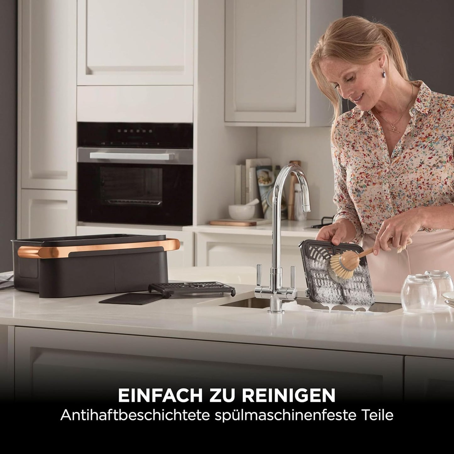 Ninja AF500EUCP Foodi FlexDrawer Heißluftfritteuse 10,4L – 7 Funktionen, Dual Zone, 2470W, Schwarz/Kupfer