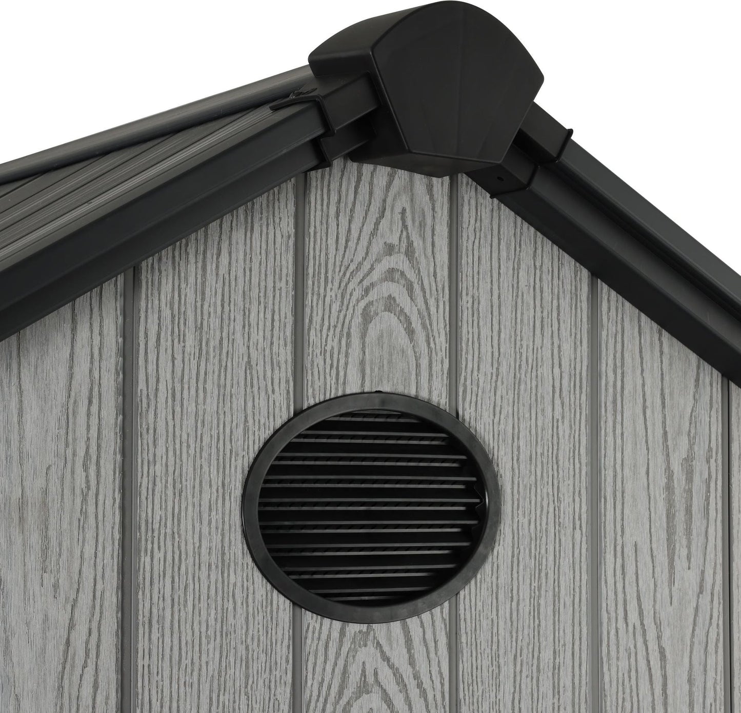 Pro Grade 6ft x 8ft Premium Plastic Double Door Garden Shed - Grey/Anthracite Wood Touch Texture